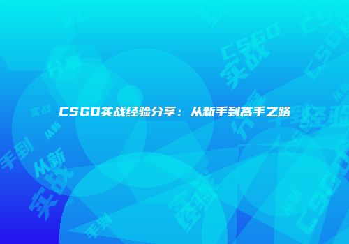 CSGO实战经验分享：从新手到高手之路