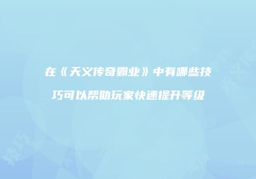 在《天义传奇霸业》中有哪些技巧可以帮助玩家快速提升等级