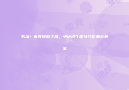 韦神：电竞转型之路，绝地求生领域的影响与争议