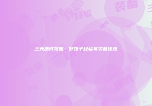 三天速成攻略：野路子经验与装备秘籍