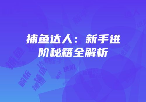捕鱼达人：新手进阶秘籍全解析