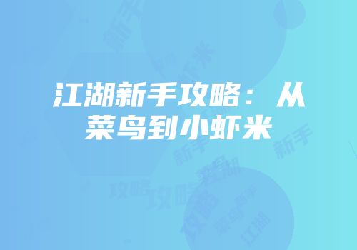 江湖新手攻略：从菜鸟到小虾米
