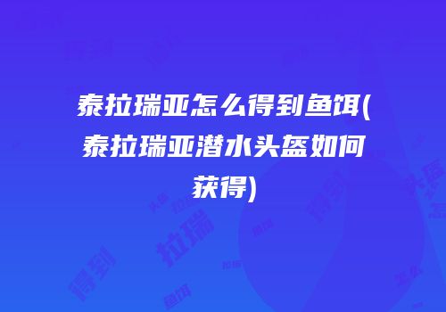 泰拉瑞亚怎么得到鱼饵(泰拉瑞亚潜水头盔如何获得)