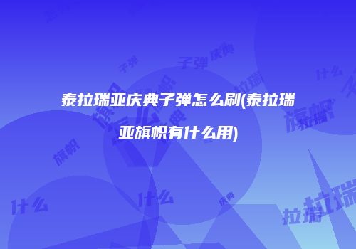 泰拉瑞亚庆典子弹怎么刷(泰拉瑞亚旗帜有什么用)