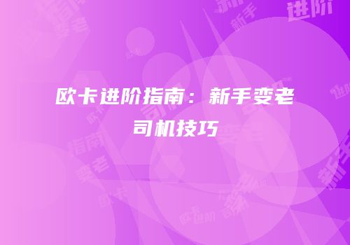 欧卡进阶指南：新手变老司机技巧