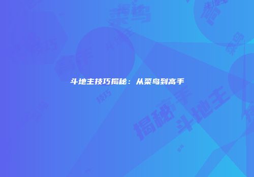 斗地主技巧揭秘：从菜鸟到高手