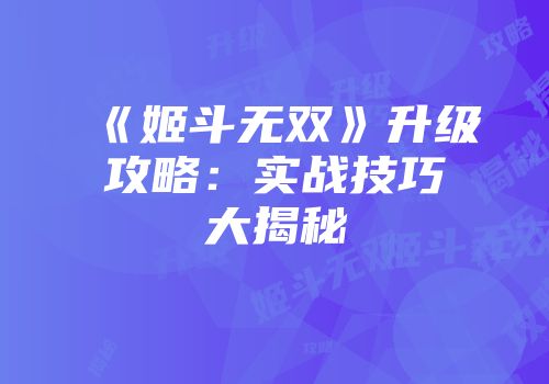《姬斗无双》升级攻略：实战技巧大揭秘