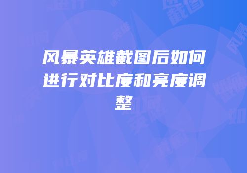 风暴英雄截图后如何进行对比度和亮度调整