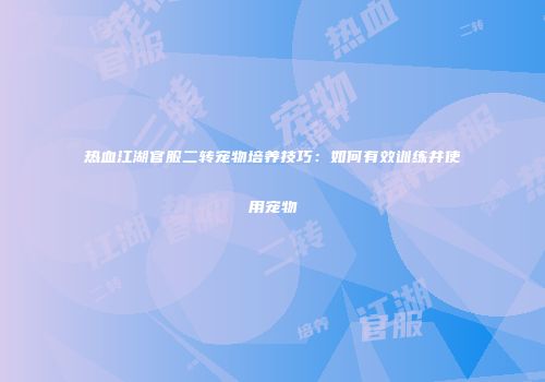 热血江湖官服二转宠物培养技巧：如何有效训练并使用宠物