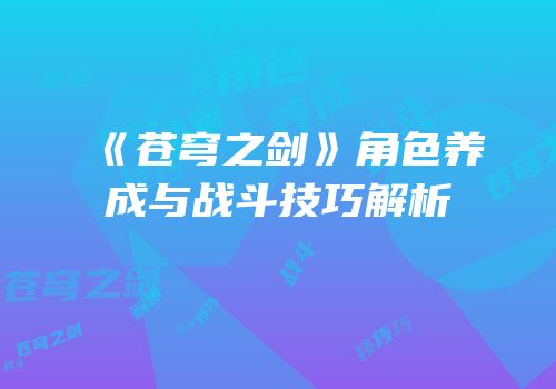 《苍穹之剑》角色养成与战斗技巧解析