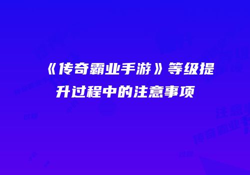 《传奇霸业手游》等级提升过程中的注意事项