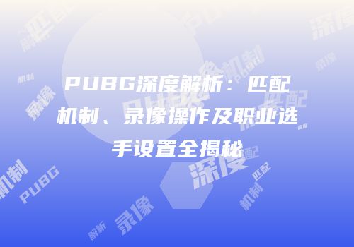 PUBG深度解析：匹配机制、录像操作及职业选手设置全揭秘