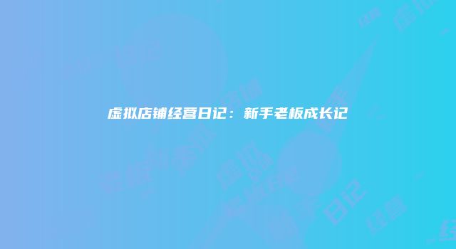 虚拟店铺经营日记：新手老板成长记