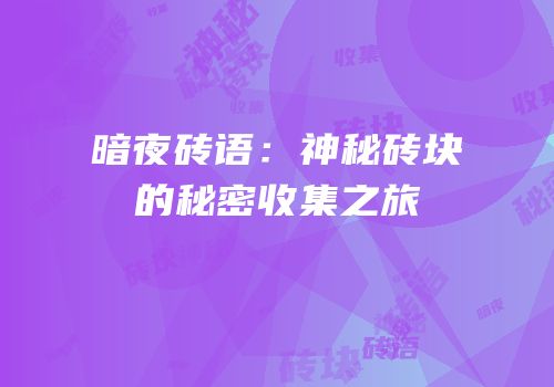 暗夜砖语：神秘砖块的秘密收集之旅