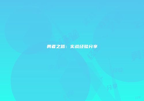 勇者之路：实战经验分享