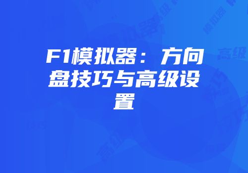 F1模拟器：方向盘技巧与高级设置