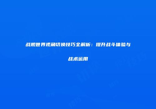 战舰世界视角切换技巧全解析：提升战斗体验与战术运用