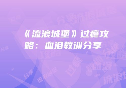 《流浪城堡》过瘾攻略：血泪教训分享