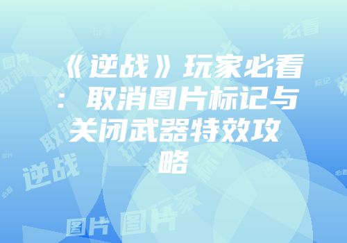 《逆战》玩家必看：取消图片标记与关闭武器特效攻略