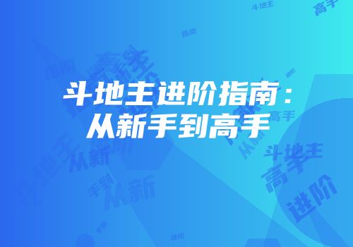 斗地主进阶指南：从新手到高手