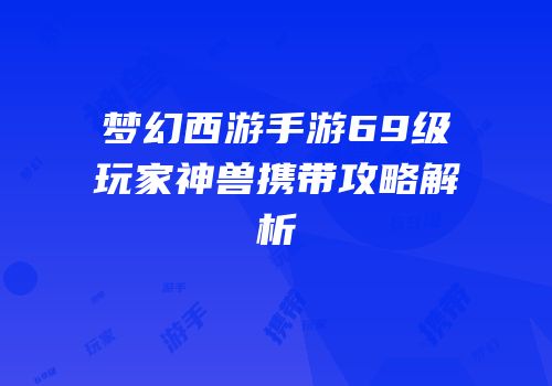 梦幻西游手游69级玩家神兽携带攻略解析