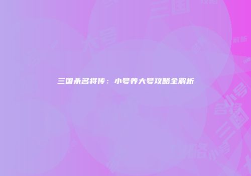 三国杀名将传：小号养大号攻略全解析