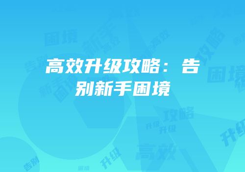 高效升级攻略：告别新手困境