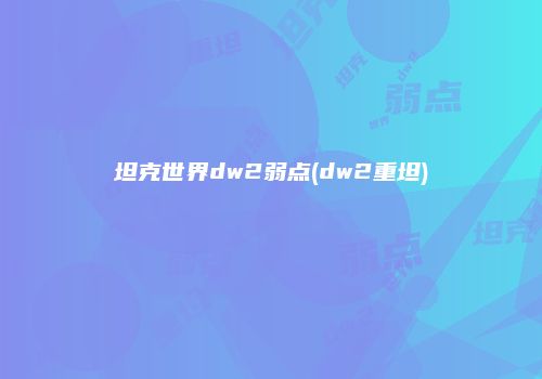 坦克世界dw2弱点(dw2重坦)