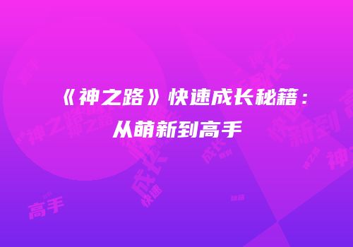 《神之路》快速成长秘籍：从萌新到高手
