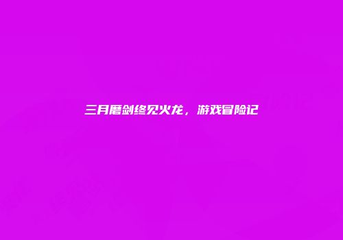 三月磨剑终见火龙，游戏冒险记