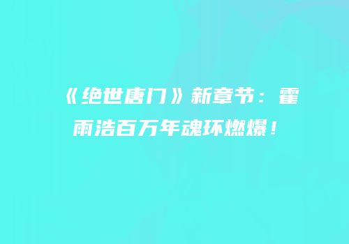 《绝世唐门》新章节：霍雨浩百万年魂环燃爆！