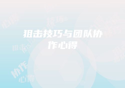 狙击技巧与团队协作心得