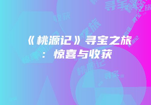 《桃源记》寻宝之旅：惊喜与收获