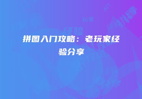 拼图入门攻略：老玩家经验分享