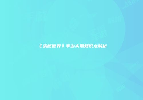《战舰世界》手游实用知识点解析