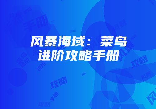 风暴海域：菜鸟进阶攻略手册