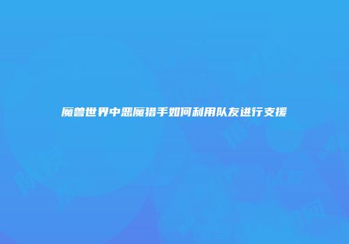 魔兽世界中恶魔猎手如何利用队友进行支援