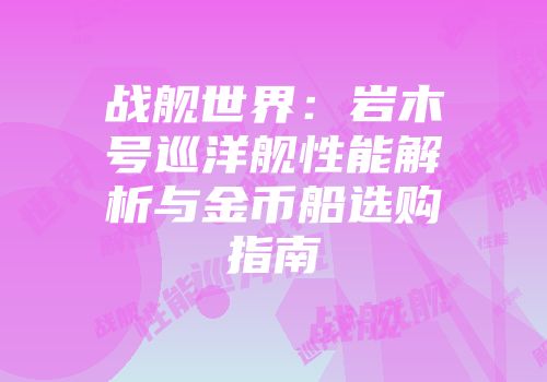 战舰世界：岩木号巡洋舰性能解析与金币船选购指南