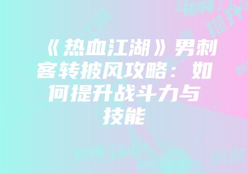 《热血江湖》男刺客转披风攻略：如何提升战斗力与技能