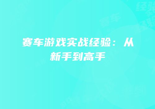 赛车游戏实战经验：从新手到高手