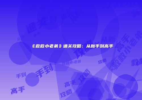 《救救小老弟》通关攻略：从新手到高手