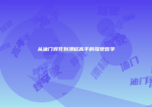 从油门焊死到漂移高手的驾驶哲学