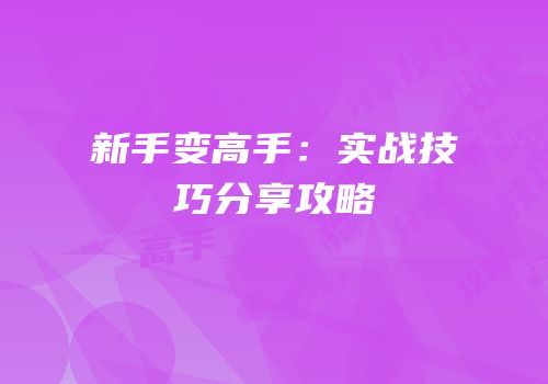 新手变高手：实战技巧分享攻略