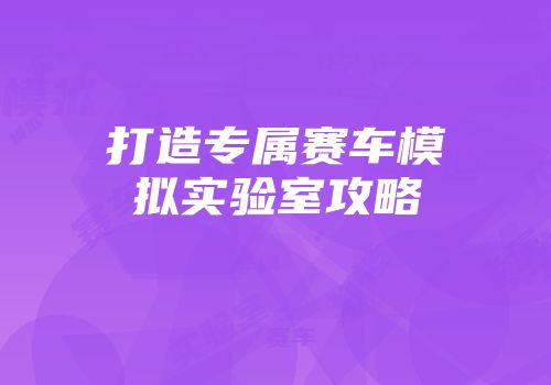打造专属赛车模拟实验室攻略