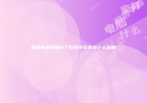 魔兽争霸电脑补丁对新手玩家有什么帮助