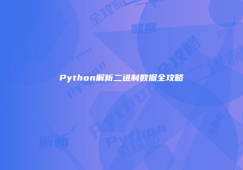 Python解析二进制数据全攻略