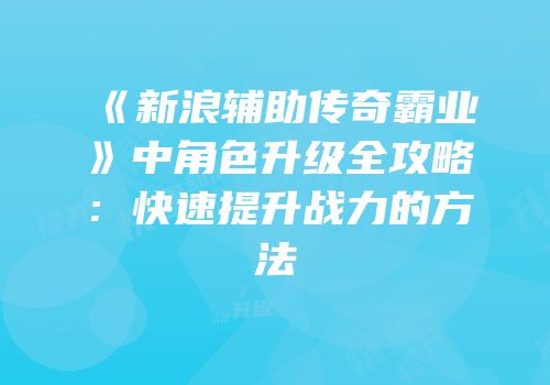 《新浪辅助传奇霸业》中角色升级全攻略：快速提升战力的方法