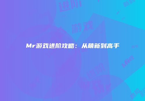 Mr游戏进阶攻略：从萌新到高手