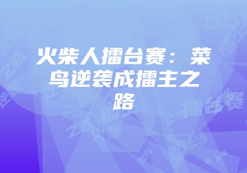 火柴人擂台赛：菜鸟逆袭成擂主之路