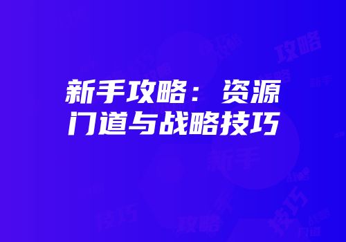 新手攻略：资源门道与战略技巧